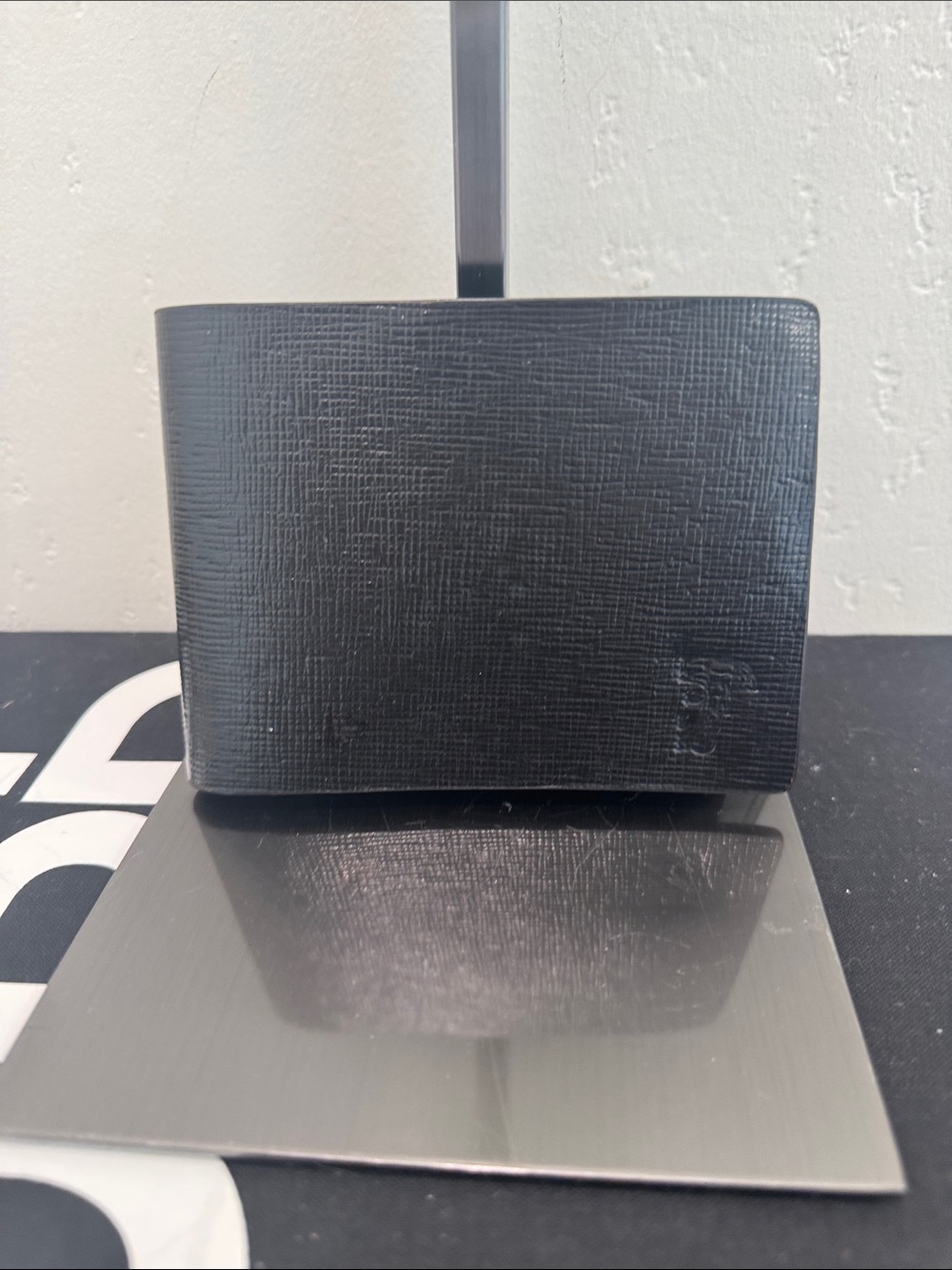 Versace Collection Black Textured Leather Bifold Wallet with Subtle Logo